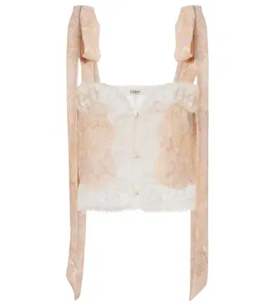 Chloé Chloé Floral lace-trimmed silk top | Thumbnail 1