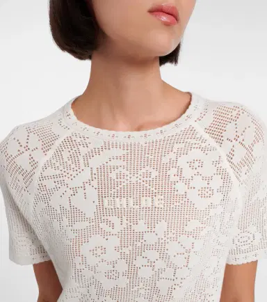Chloé Chloé Pointelle scalloped cotton minidress | Thumbnail 3