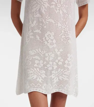 Chloé Chloé Pointelle scalloped cotton minidress | Thumbnail 4