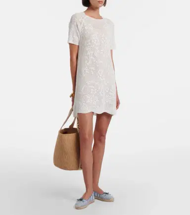 Chloé Chloé Pointelle scalloped cotton minidress | Thumbnail 5