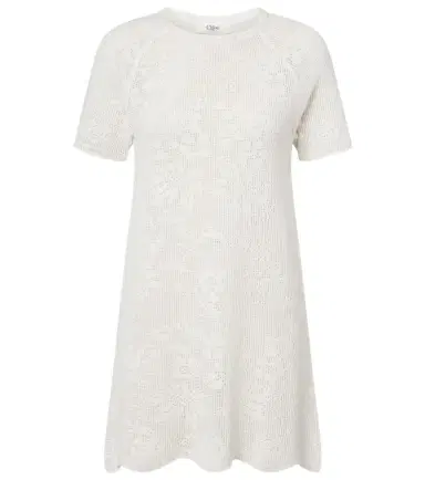 Chloé Chloé Pointelle scalloped cotton minidress | Thumbnail 1