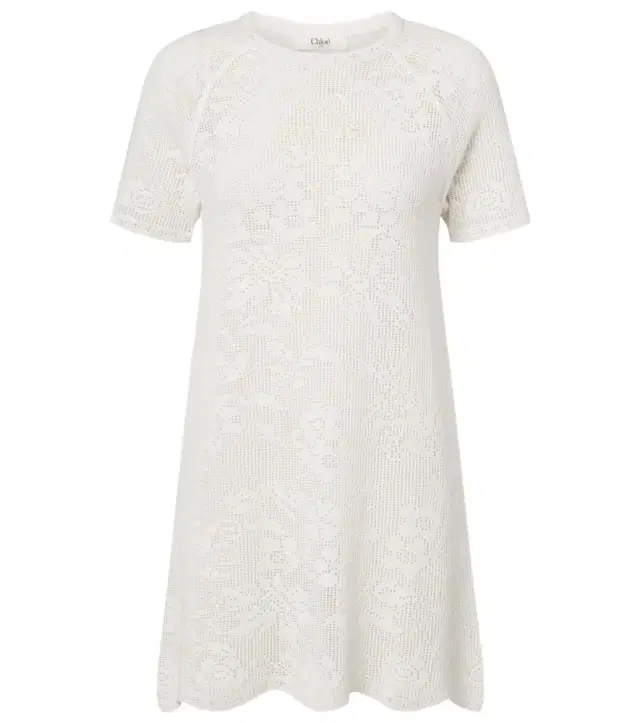 Chloe Chloé Pointelle scalloped cotton minidress