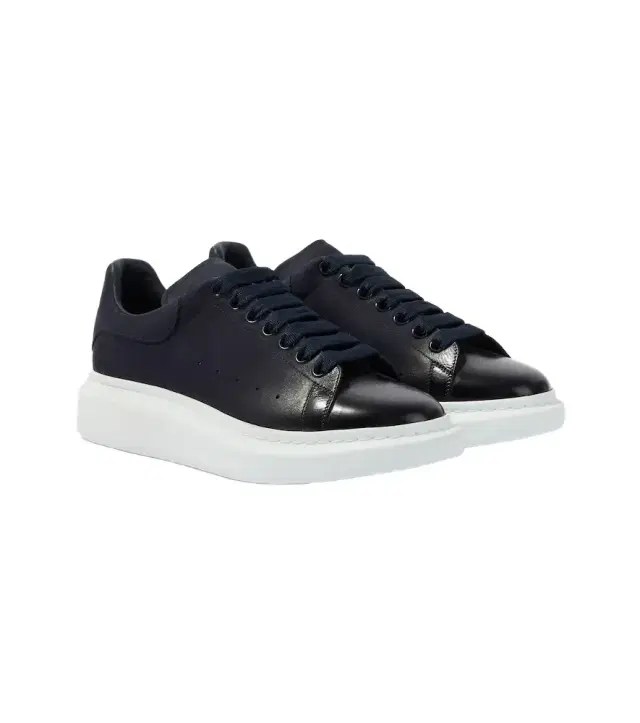 McQueen Oversized suede-trimmed leather sneakers