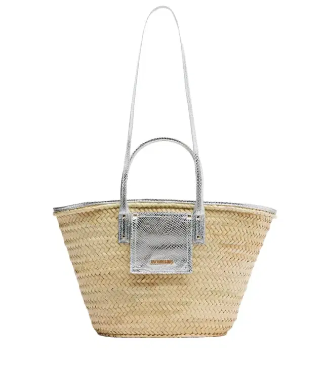 Jacquemus Soli Medium croc-effect raffia basket bag