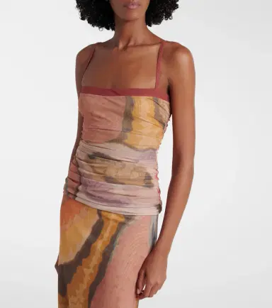 SIR Gathered printed mesh top | Thumbnail 2