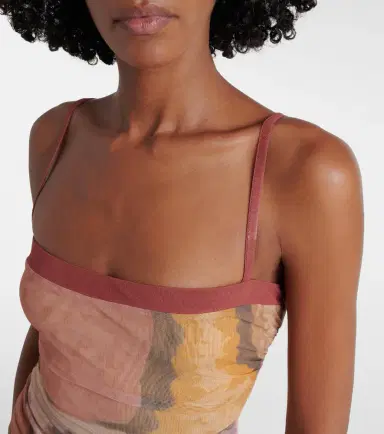 SIR Gathered printed mesh top | Thumbnail 3