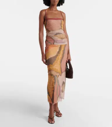 SIR Gathered printed mesh top | Thumbnail 4