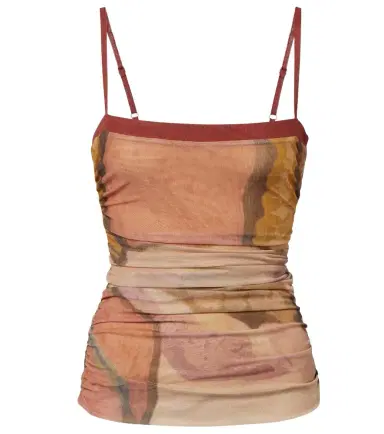 SIR Gathered printed mesh top | Thumbnail 1