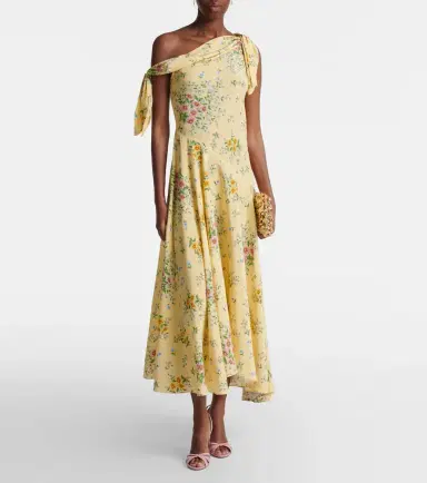 Rodarte Asymmetric floral silk midi dress | Thumbnail 2