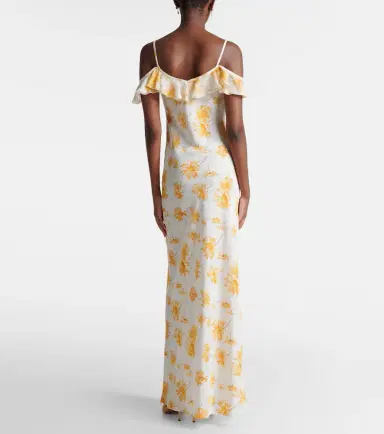 Rodarte Floral ruffled silk moiré slip dress | Thumbnail 3 Rodarte Floral ruffled silk moiré slip dress | Thumbnail 3