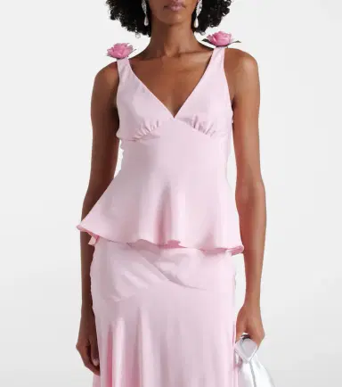 Rodarte Floral-appliqué silk crêpe top | Thumbnail 6