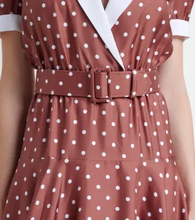Rodarte Belted polka-dot silk twill midi dress | Thumbnail 3
