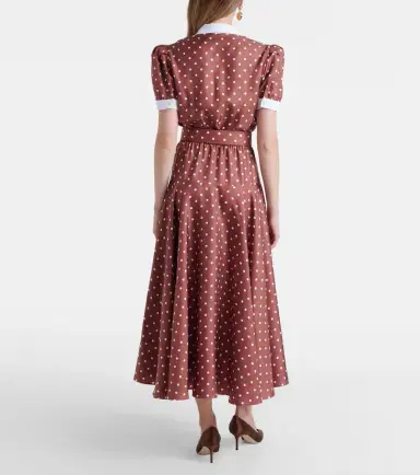 Rodarte Belted polka-dot silk twill midi dress | Thumbnail 4