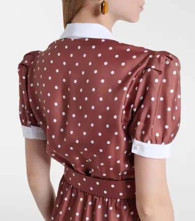 Rodarte Belted polka-dot silk twill midi dress | Thumbnail 6