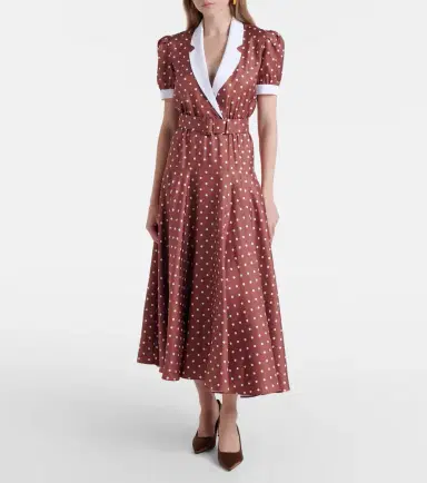 Rodarte Belted polka-dot silk twill midi dress | Thumbnail 7