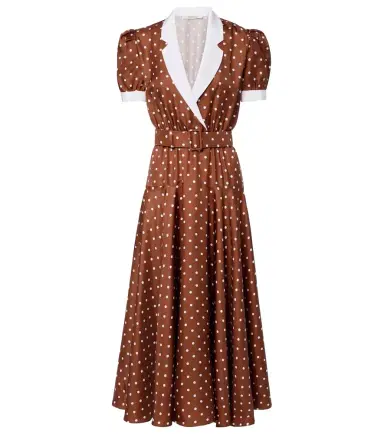 Rodarte Belted polka-dot silk twill midi dress | Thumbnail 1