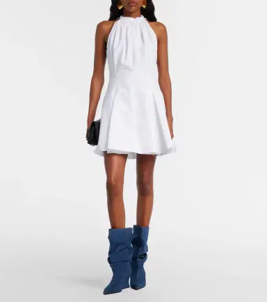 Balmain Ruched cotton poplin minidress | Thumbnail 4