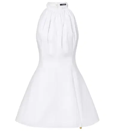 Balmain Ruched cotton poplin minidress | Thumbnail 1