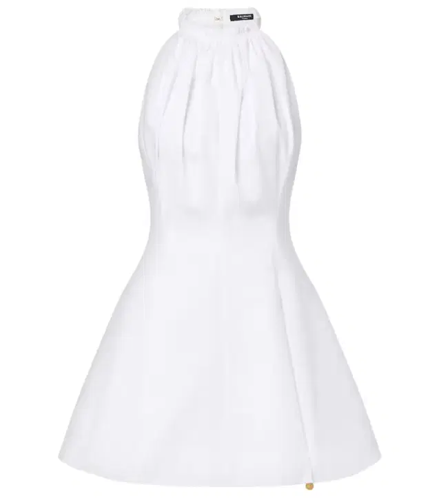 Ruched cotton poplin minidress