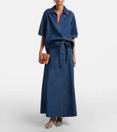 Valentino Chambray midi skirt | Thumbnail 2 Valentino Chambray midi skirt | Thumbnail 2