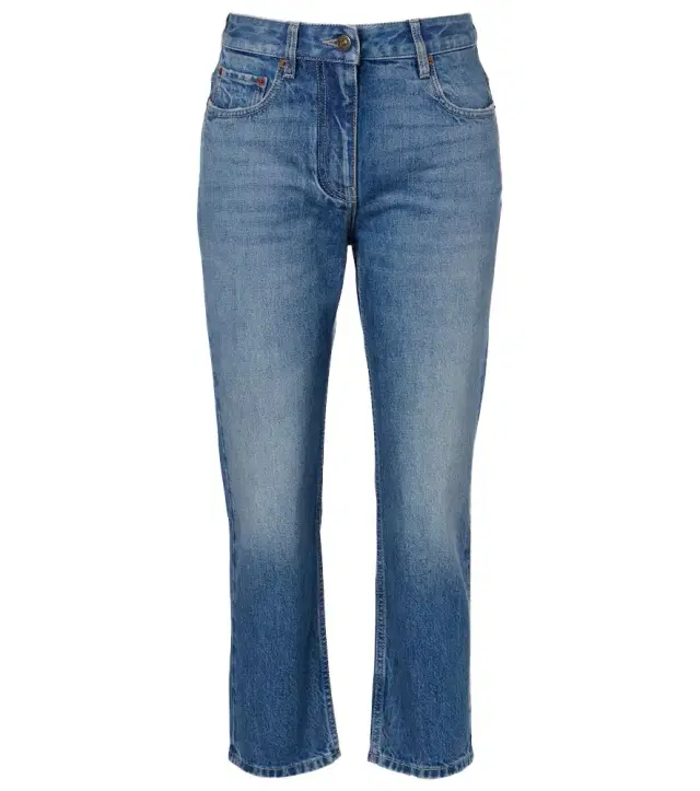Valentino Cropped faded straight jeans