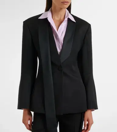 The Attico Satin-trimmed virgin wool blazer | Thumbnail 3 The Attico Satin-trimmed virgin wool blazer | Thumbnail 3