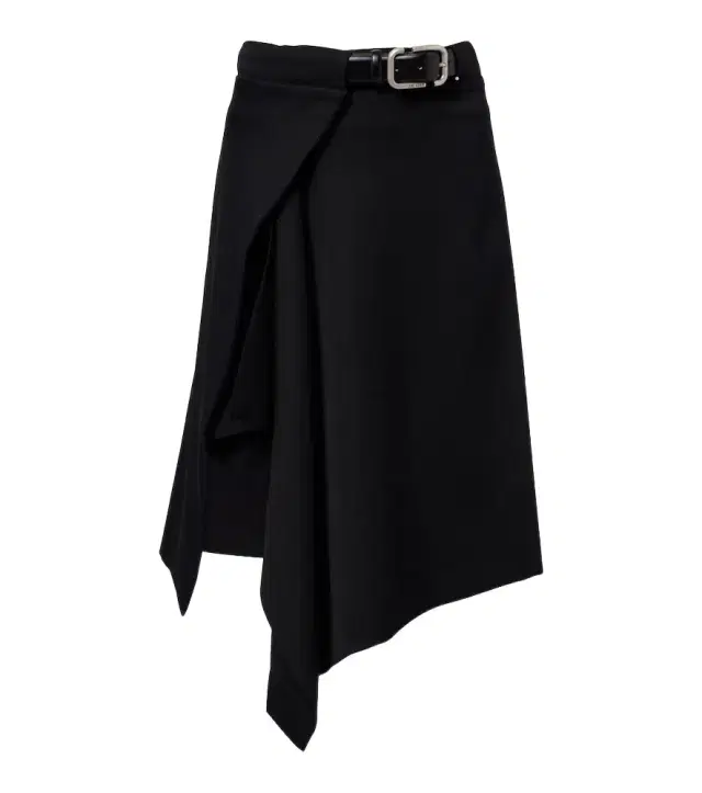Asymmetric virgin wool wrap skirt