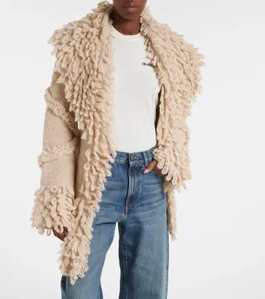 The Attico Fringed wool and cashmere-blend cardigan | Thumbnail 3