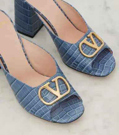 Valentino Garavani VLogo croc-effect leather mules | Thumbnail 2