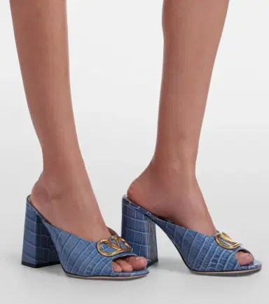 Valentino Garavani VLogo croc-effect leather mules | Thumbnail 6