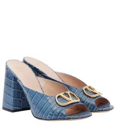Valentino Garavani VLogo croc-effect leather mules | Thumbnail 1