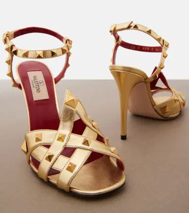 Valentino Garavani Studdy metallic leather sandals | Thumbnail 4 Valentino Garavani Studdy metallic leather sandals | Thumbnail 4