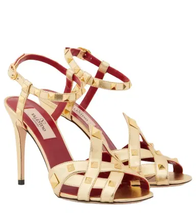 Valentino Garavani Studdy metallic leather sandals | Thumbnail 1 Valentino Garavani Studdy metallic leather sandals | Thumbnail 1