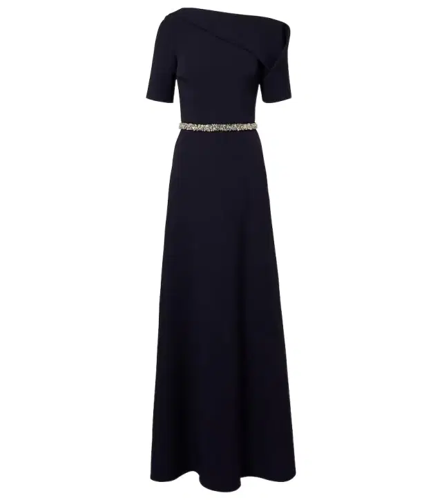Stephanie embellished draped crêpe gown