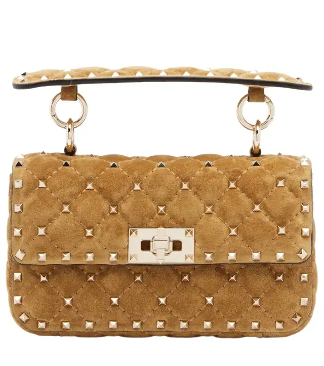 Rockstud Spike Small suede top-handle bag