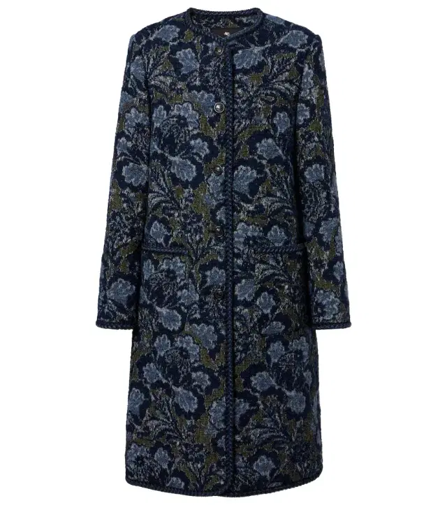 Cotton and wool-blend jacquard coat