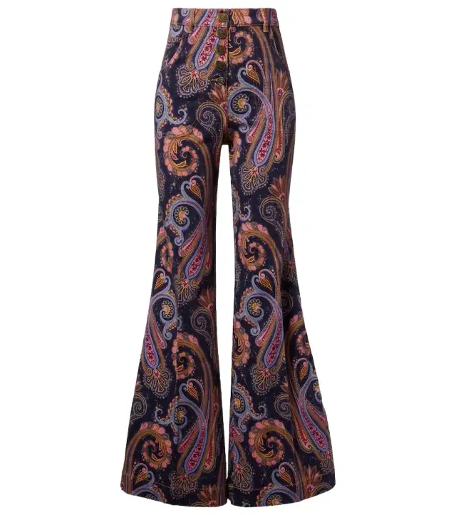 Paisley cotton-blend flared pants