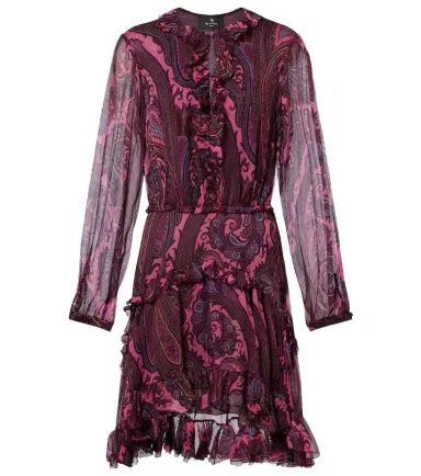 Etro Paisley ruffled silk minidress | Thumbnail 1 Etro Paisley ruffled silk minidress | Thumbnail 1