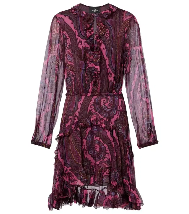 Etro Paisley ruffled silk minidress