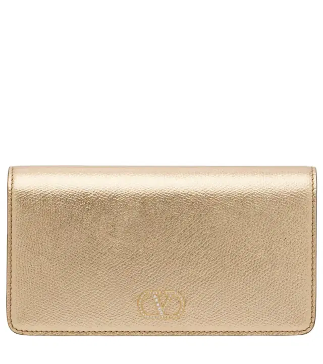 Valentino Garavani VLogo Mini metallic leather clutch