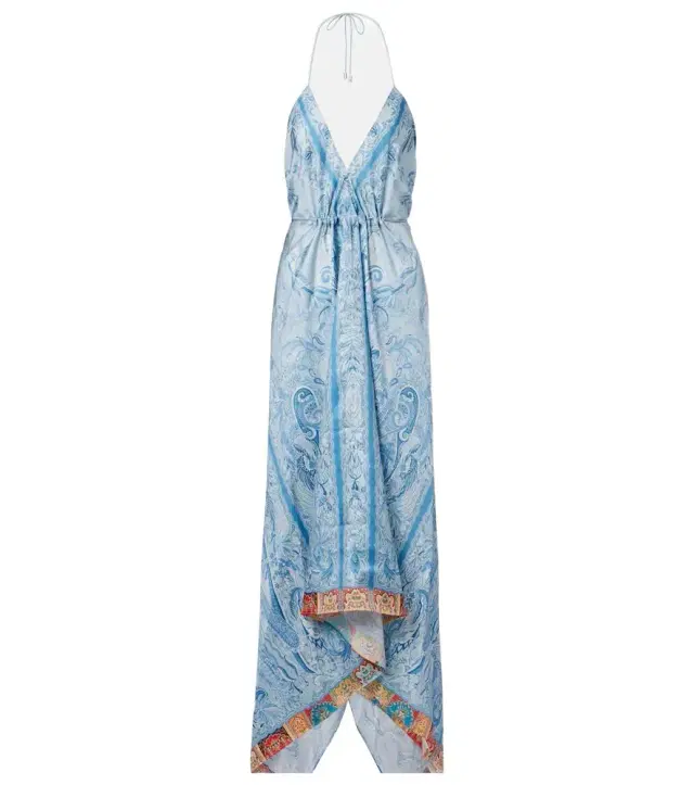 Etro Paisley asymmetric silk maxi dress