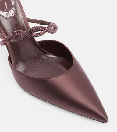 René Caovilla Crystal-embellished satin mules | Thumbnail 2