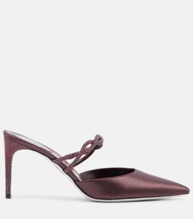 René Caovilla Crystal-embellished satin mules | Thumbnail 3