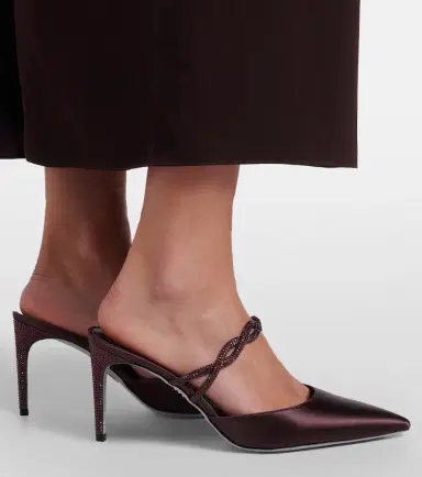 René Caovilla Crystal-embellished satin mules | Thumbnail 5