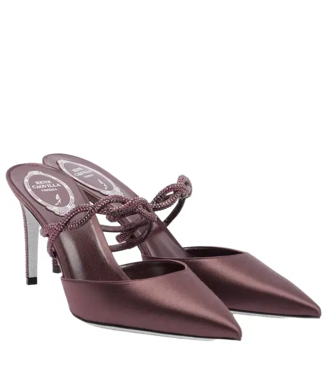 Crystal-embellished satin mules
