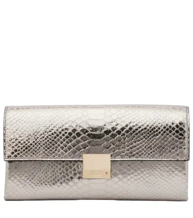 Tom Ford Jean snake-effect metallic leather clutch