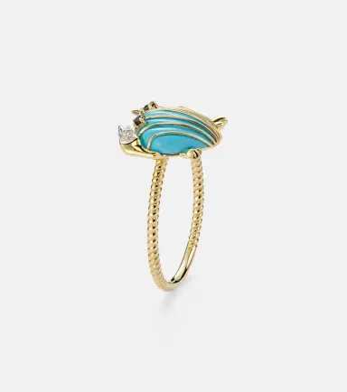 Yvonne Leon Yvonne Léon Crabe Coquillage 9kt gold ring with turquoise and diamonds | Thumbnail 2