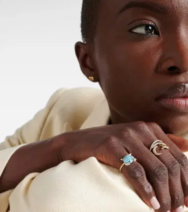 Yvonne Leon Yvonne Léon Crabe Coquillage 9kt gold ring with turquoise and diamonds | Thumbnail 3