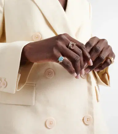 Yvonne Leon Yvonne Léon Crabe Coquillage 9kt gold ring with turquoise and diamonds | Thumbnail 4