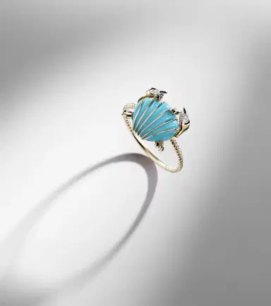 Yvonne Leon Yvonne Léon Crabe Coquillage 9kt gold ring with turquoise and diamonds | Thumbnail 5